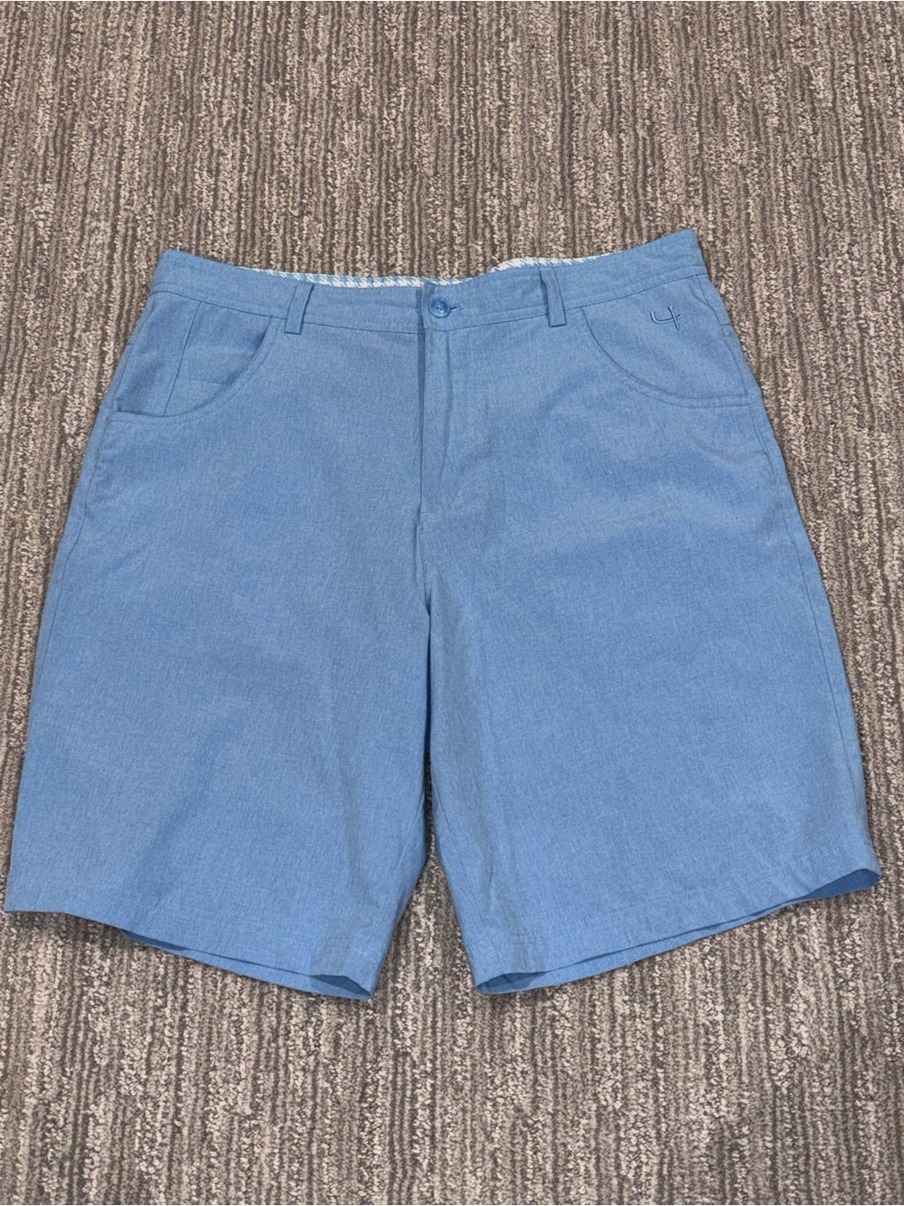 Short Par 4 light blue stretch performance golf shorts 9.5" inseam size 32